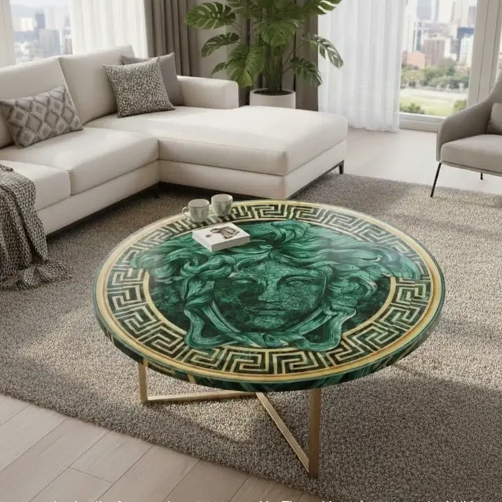 Versace malachite table top custom green stone surface USA