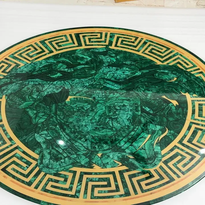 Malachite Versace Table Top | Custom Green Malachite Surface for Furniture - Image 2