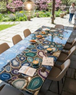 Premium Mixed Agate Dining Table – Unique Natural Pattern