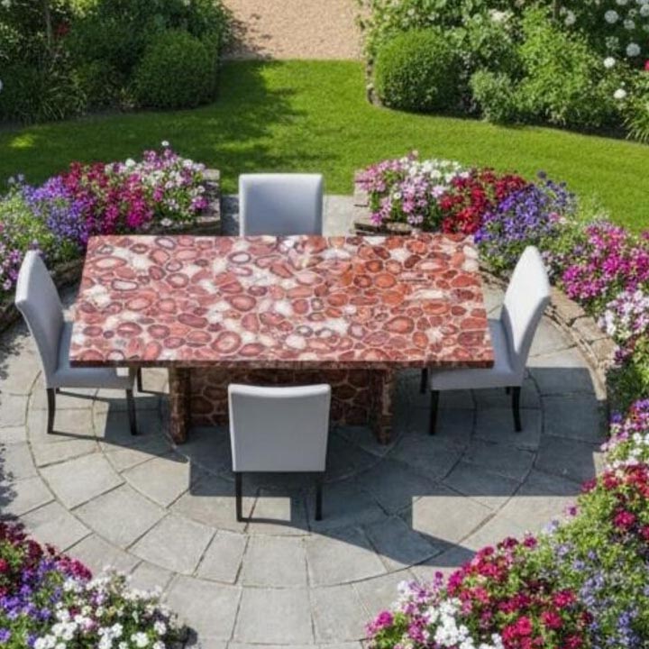 Luxury Red Jasper Agate Coffee Table – Hand-Polished Gemstone Stone - Image 2