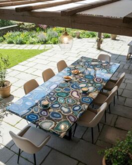 Premium Mixed Agate Dining Table – Unique Natural Pattern