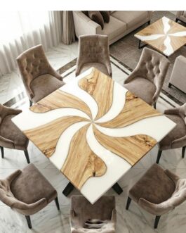 White Epoxy Resin Square Table | Handmade Modern Coffee Table | Luxury Living Room Furniture