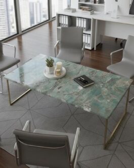 Amazonite Stone Table – Handcrafted Natural Gemstone Luxury Furniture