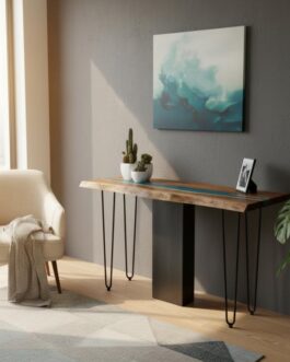 Luxury Green Epoxy Resin Console Table | Handmade Resin Furniture Art