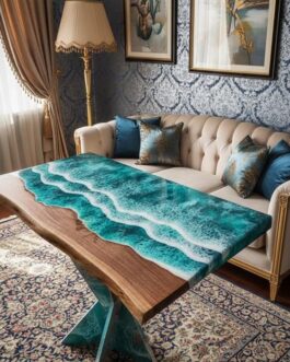 Handmade Walnut Epoxy Console Table | Ocean River Resin Art Furniture