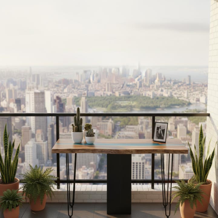 Luxury Green Epoxy Resin Console Table | Handmade Resin Furniture Art - Image 4