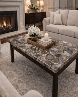 Handcrafted Natural Wild Agate Coffee Table | Semi-Precious Stone Table