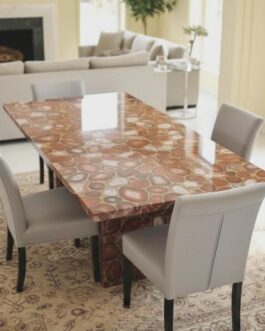 Luxury Red Jasper Agate Coffee Table – Hand-Polished Gemstone Stone
