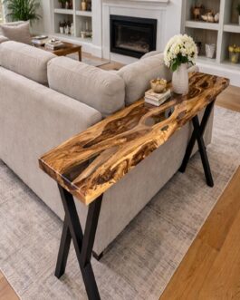 Handmade Epoxy Console Table – Clear Resin Art | Modern Living Room Furniture