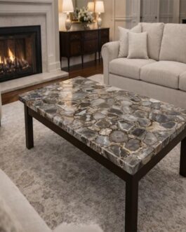 Handcrafted Natural Wild Agate Coffee Table | Semi-Precious Stone Table