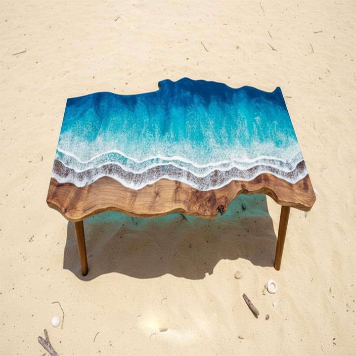 Epoxy Console Table | Ocean Epoxy Resin Table | Handmade Resin Art Furniture