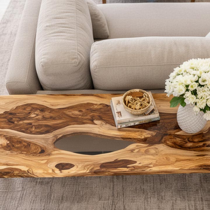 Handmade Epoxy Console Table – Clear Resin Art | Modern Living Room Furniture - Image 2