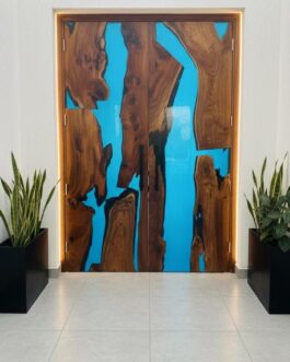 Handcrafted Wooden Resin Double Door | Modern Security & Designer Style