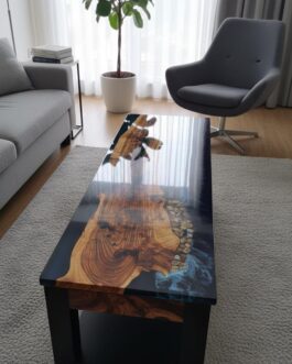 Luxury Walnut Ocean Epoxy Console Table | Handcrafted Resin Art Furniture