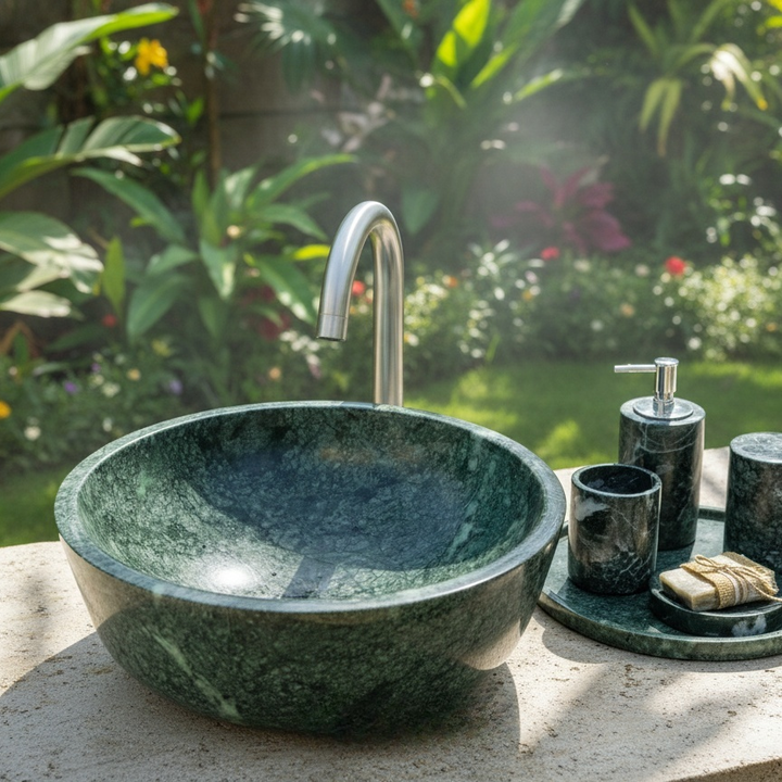 Luxury Green Marble Sink – Handcrafted Natural Stone Bathroom & Kitchen Basin for Modern USA Homes - Image 3