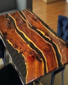 Handmade Walnut Black Epoxy River Table | Live Edge Wood Resin Dining Desk
