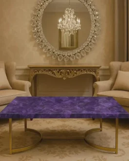 Amethyst Stone Table Top | Semi-Precious Amethyst Crystal Furniture