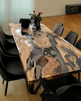 Clear Epoxy Resin Dining Table – Handmade Wooden Live Edge Decorative Furniture
