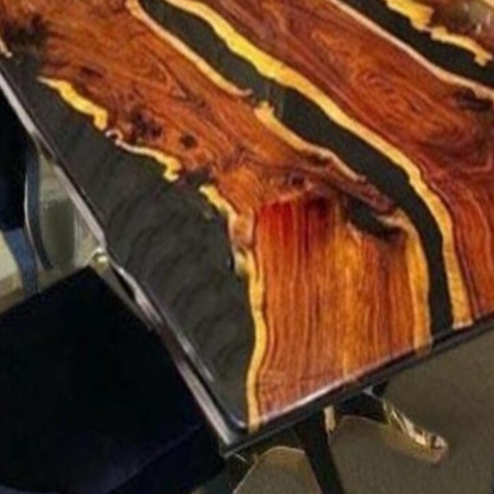Handmade Walnut Black Epoxy River Table – Live Edge Wood Resin Dining Desk - Image 3