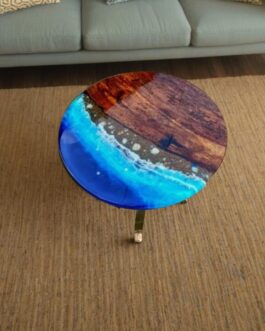 Handmade Ocean Resin Wood Round Table – Live Edge Decorative Furniture