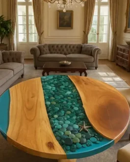 Epoxy Round Table – Handmade Live Edge Wooden Resin Furniture