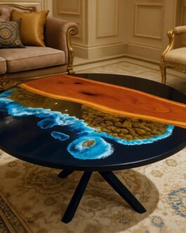 Ocean Epoxy Resin Table – Handmade Wooden Live Edge Coastal Design Furniture