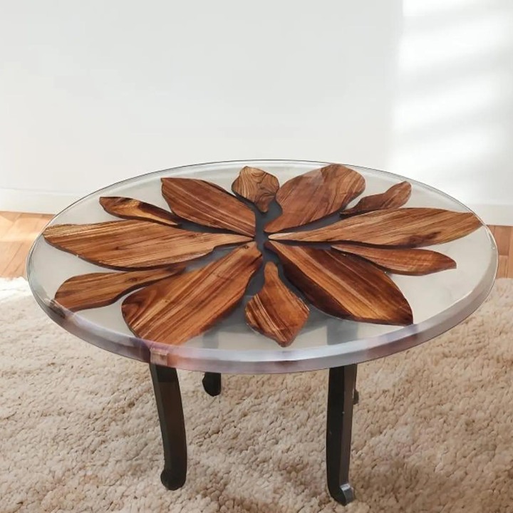 clear epoxy coffee table