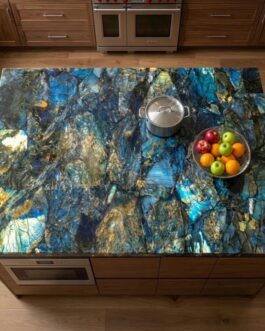 Blue Labradorite Crystal Stone Countertop | Luxury Semi-Precious Surface