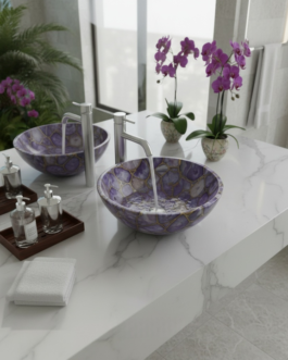 Handcrafted Purple Agate Stone Vessel Sink | Premium Gemstone Wash Basin