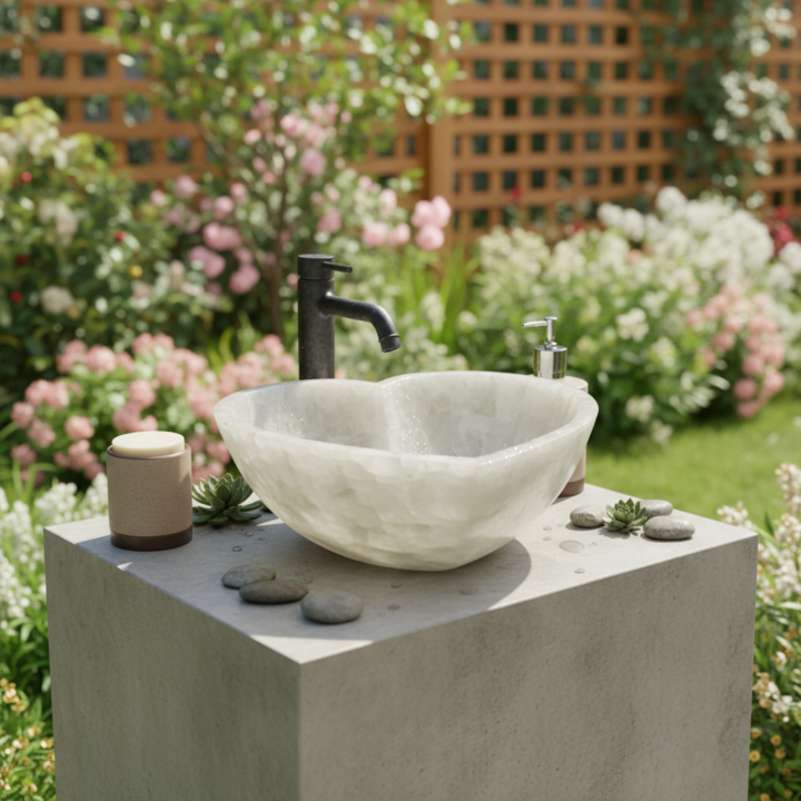 Natural White Quartz Sink | Designer Bathroom & Kitchen Wash Basin - Image 2