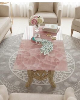 Luxury Rose Quartz Stone Coffee Table – Natural Crystal Furniture by Peacock Stone Arts