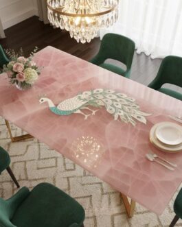 Luxury Rose Quartz Stone Coffee Table – Natural Crystal Furniture by Peacock Stone Arts