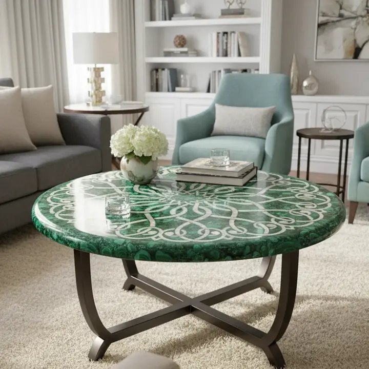 Malachite coffee table for sale luxury statement furniture USA