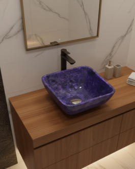 Luxury Amethyst Stone Bathroom Sink | Natural Purple Gemstone Basin