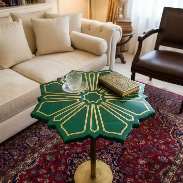 Malachite Side Table | Elegant Green Stone Accent Furniture - Image 3