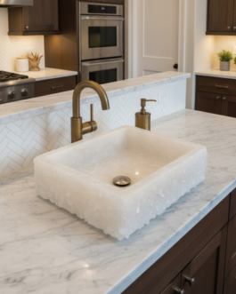 Luxury White Quartz Stone Sink | Bathroom & Kitchen Wash Basin