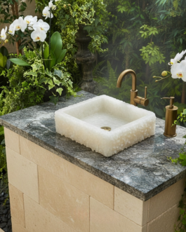 Luxury White Quartz Stone Sink | Bathroom & Kitchen Wash Basin