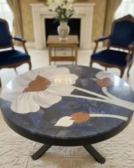 Luxury Lapis Lazuli Stone Table | Handmade Blue Gemstone Furniture