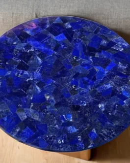 Lapis Lazuli Inlay Table | Semi-Precious Blue Stone Furniture