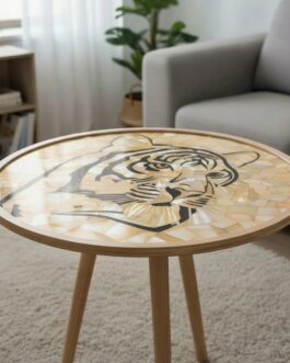 Mother of Pearl Coffee Table | Handcrafted Tiger Art Shell Inlay Stone Table