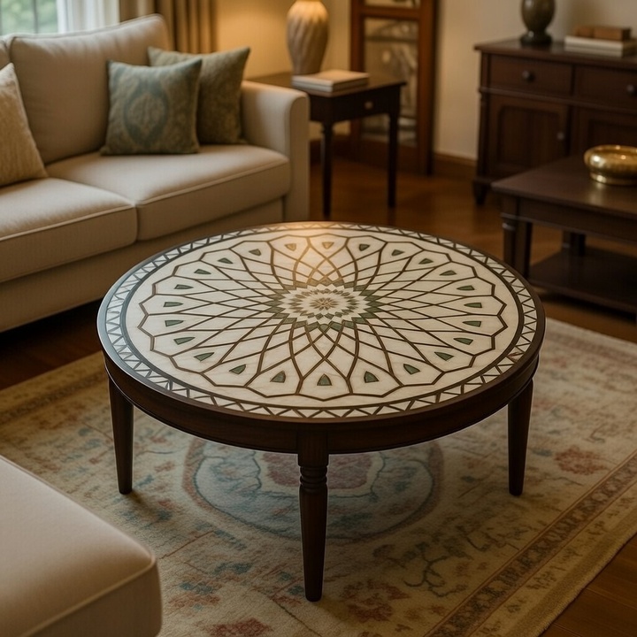 Luxury Mother of Pearl stone table for modern interiors