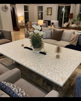 Mother of Pearl Stone Center Table | Artisan Shell Inlay Luxury Decor