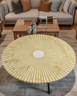 Mother of Pearl Inlay Center Table | Luxury Handmade Shell Stone Furniture