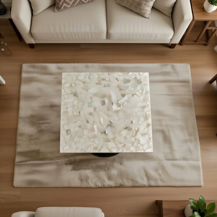 Mother of Pearl Stone Table | Handcrafted Luxury Inlay Furniture - Image 2