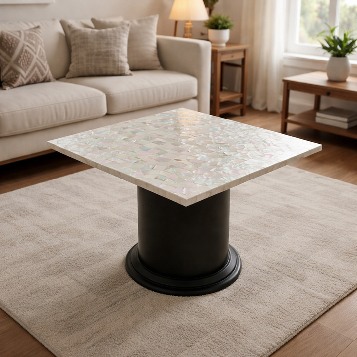 Mother of Pearl Table USA handcrafted luxury inlay furniture