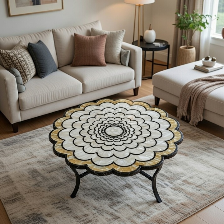 Artisan Mother of Pearl table USA luxury inlay furniture