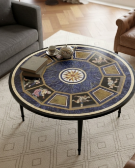 Blue Lapis Lazuli Stone Table Semi Precious Inlay Art | Premium Decorative Furniture