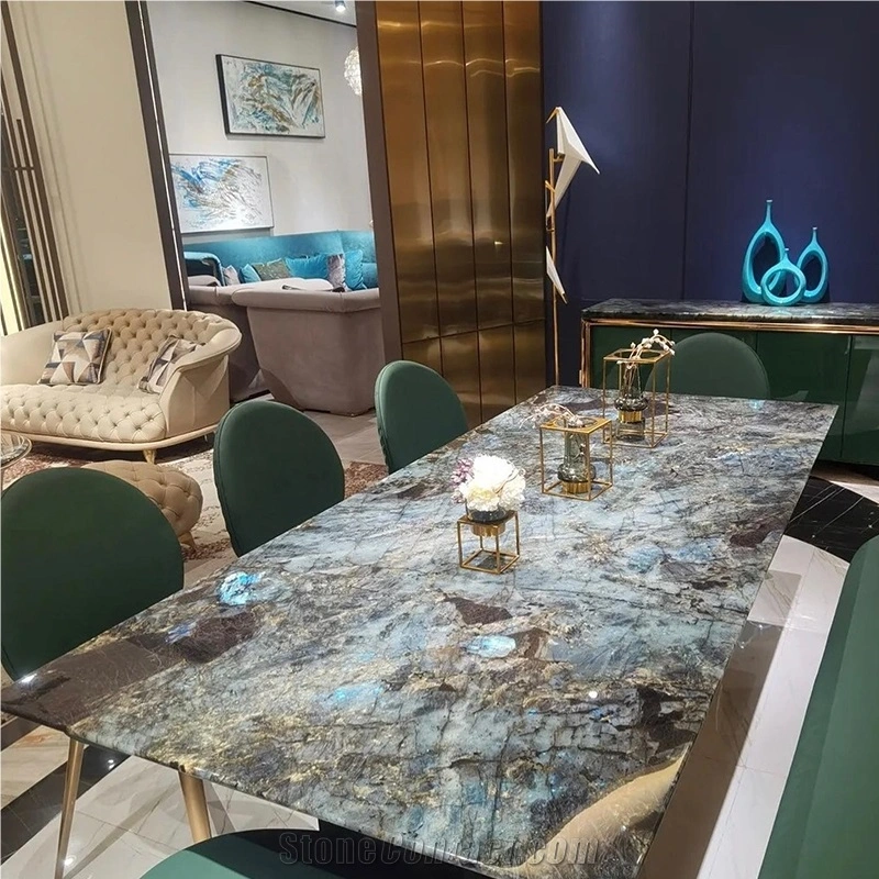 Labradorite table luxury gemstone furniture for elegant home decor