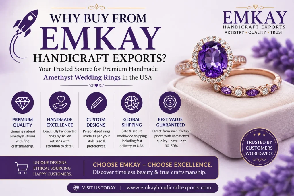 How to choose the perfect amethyst wedding ring USA guide including color clarity setting and metal tips